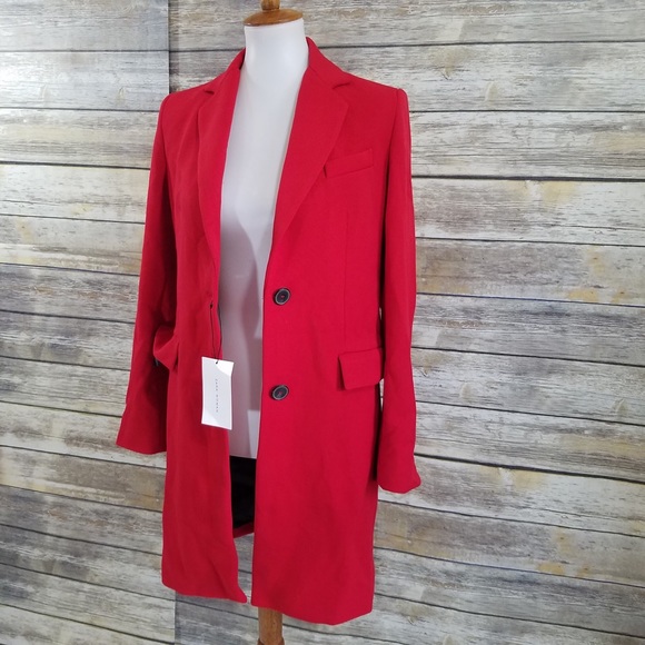 NWT Zara Red Tailored Masculine Coat - Picture 6 of 8